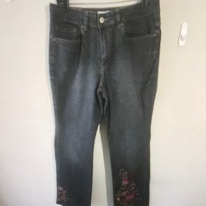 Vintage embroidered floral mom high rise jeans